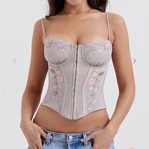 House of CB Floral Embroidered Corset Top